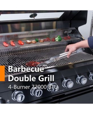 46" 4-Burner Gas Grill Outdoor Kitchen with Wine Cooler, Rotisserie & Granite