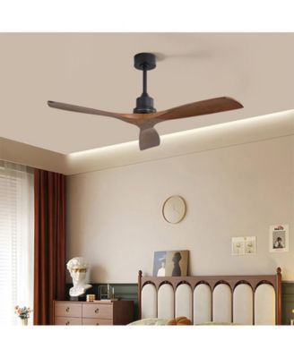 52-inch Modern Black 3-Blade Light Ceiling Fan with Remote Control and Supporting Mobile Device Connection