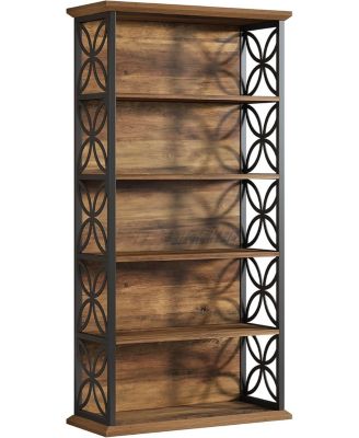 6-Tier 71" Industrial Bookshelf with Metal Frame, Freestanding Open Shelves for Home, Office & Living Room.