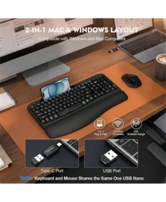 Wireless Keyboard and Mouse Combo - 2.4G Cordless Set for Computer, Laptop, PC - Black.