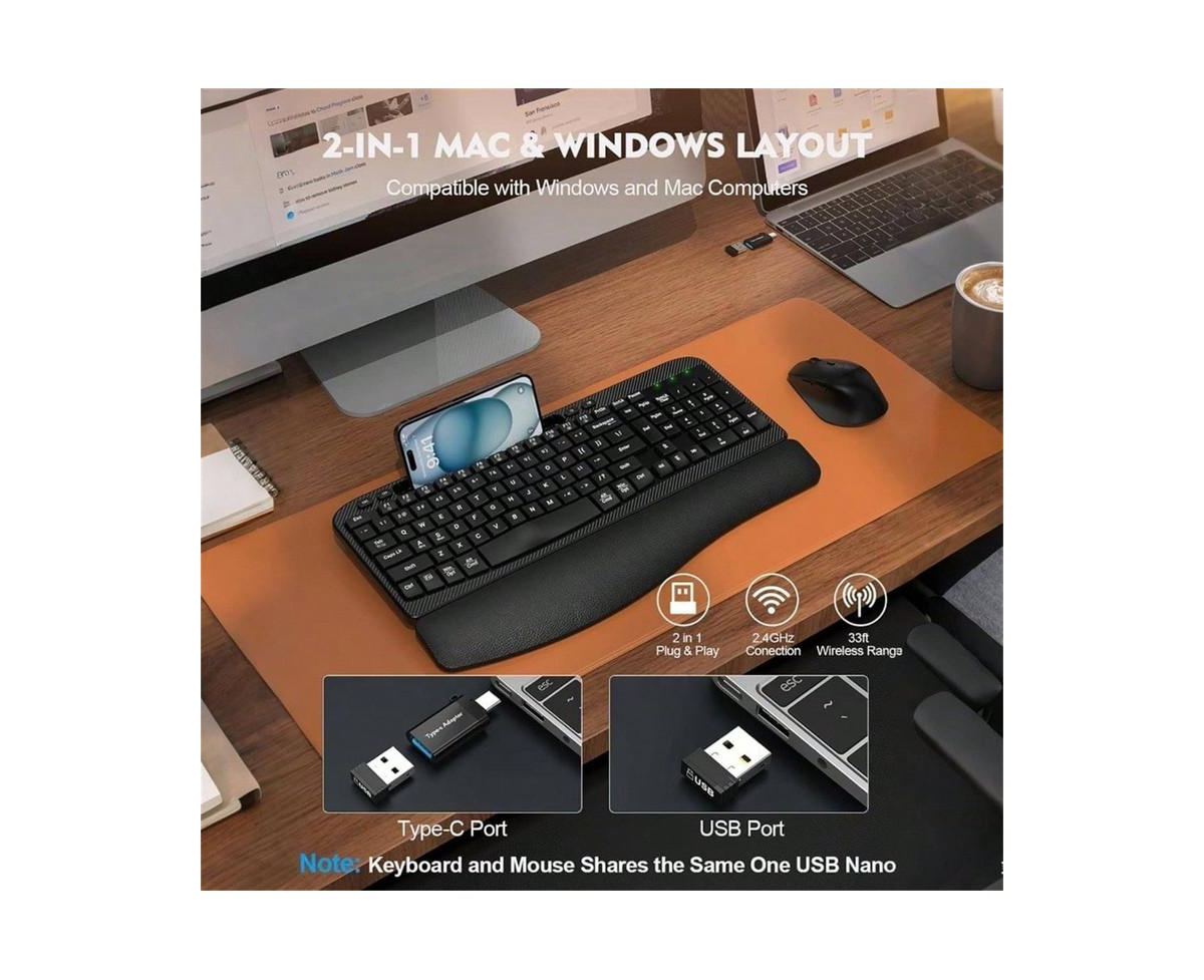 risokeys Wireless Keyboard and Mouse Combo - 2.4G Cordless Set for Computer, Laptop, Pc