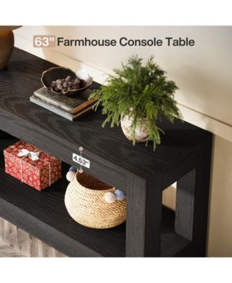63-Inch Wood Entryway Table, Long Farmhouse Narrow Console Table for Living Room