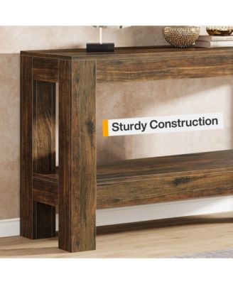 63-Inch Wood Entryway Table, Long Farmhouse Narrow Console Table for Living Room