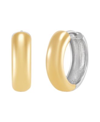 Macy's - Huggies Earrings in 10K Yellow and White Gold