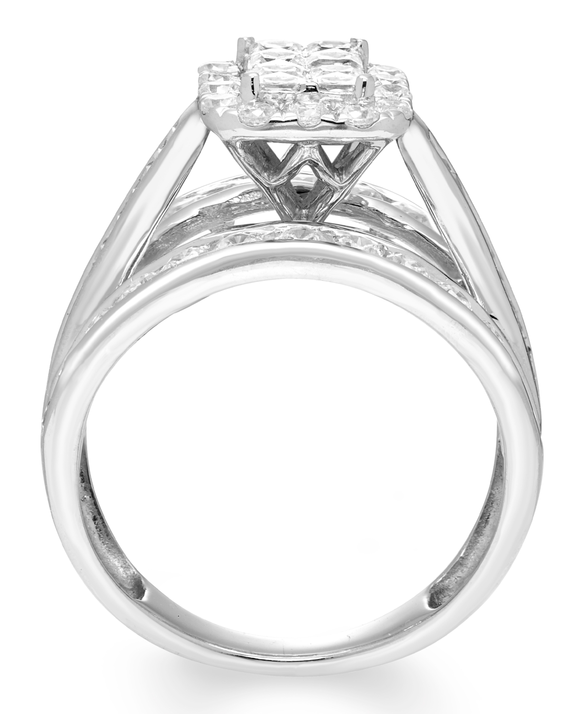 Macy's Diamond Multi Princess Halo Ring (2 ct. t.w.) in 14k White Gold