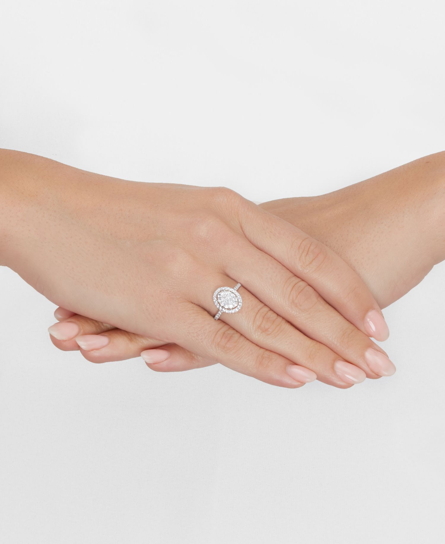 Macy's Diamond Halo Cluster Ring (1 ct. t.w.) in 10k White Gold
