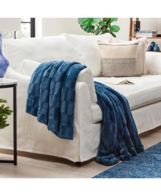 Premium Fuzzy Faux Fur Microfiber Polyester Reversible Throw Blanket, Throw