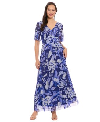 Women's V-Neck Smocked Bodice Maxi Dress