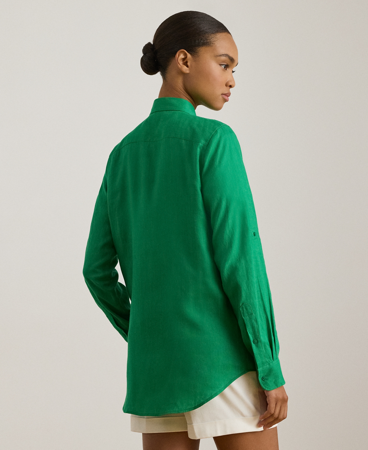 Lauren Ralph Petite Roll Tab-Sleeve Relaxed Fit Shirt