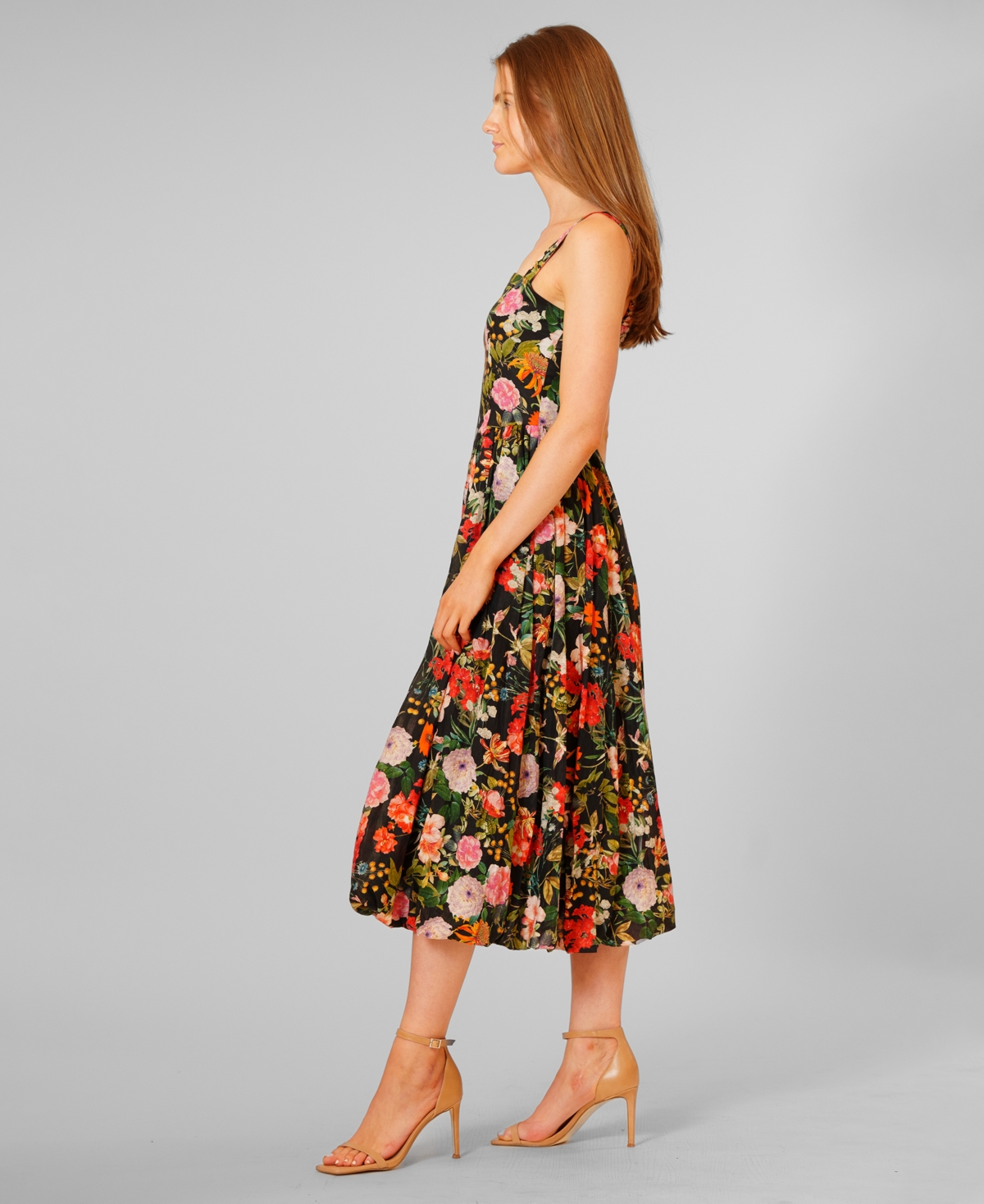 julia jordan Women's Square Neck Floral Midi Dress