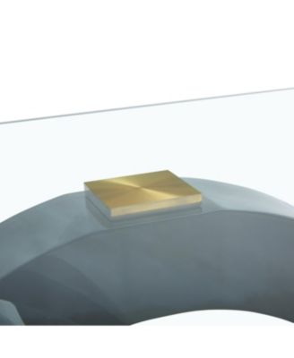 Glass Dining Table with OC-Shaped Black MDF Legs & Gold Base