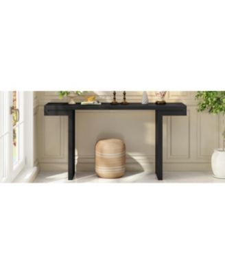 Large 60-Inch Console Table with Geometric Design and Painted Finish