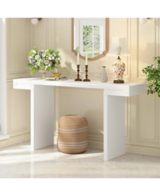 Large 60-Inch Console Table with Geometric Design and Painted Finish