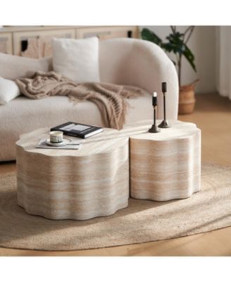 Streamdale Set of 2 Round Coffee Tables, Modern Minimalist Side Accent End Tables