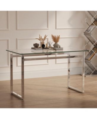 Streamdale 51" Modern Minimalist Glass Dining Table for 4-6 with Tempered Glass & Chrome Legs