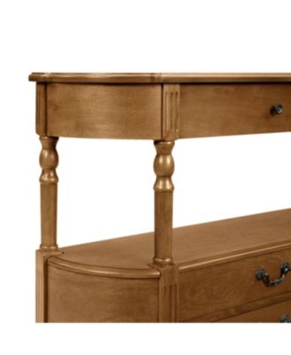 Streamdale Retro Curved Wood Console Table with 3 Drawers, 43" Entry Table with Storage Shelf, Brown