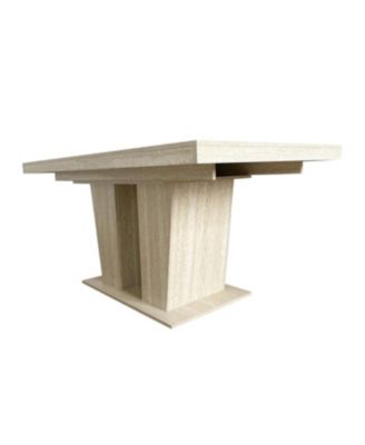 Rectangular extendable dining table (6-10 people, 160-200cm) with veined travertine.