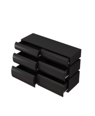 Streamdale 6-Drawer Black Dresser, Modern Wide Storage Chest (SKU:W757P235728