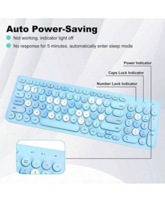 Wireless Keyboard & Mouse Combo, Typewriter Style with Round Keycaps, 2.4GHz for Computer, Desktop, Laptop - Blue