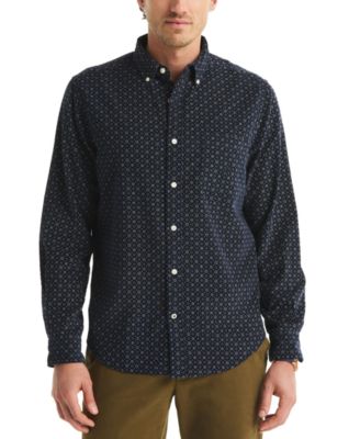 Men's Straight-Collar Corduroy Print Shirt