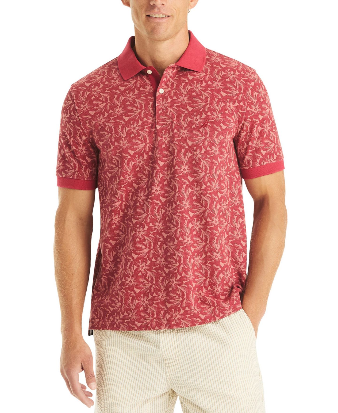 Мужское поло Nautica Classic-Fit Printed Polo Shirt, цвет: Океанский гранатовый — фото 1