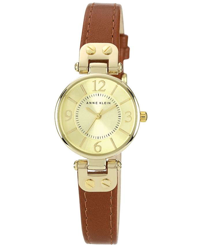  Anne Klein Women's 109442CHHY Gold-Tone Champagne Dial and Brown  Leather Strap Watch : Anne Klein: Clothing, Shoes & Jewelry