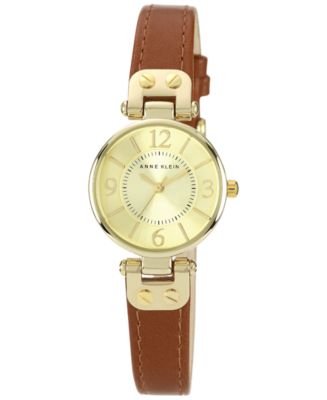 Anne Klein Women's 109168IVBN Gold-Tone and Brown Leather Strap Watch : Anne  Klein: : Fashion