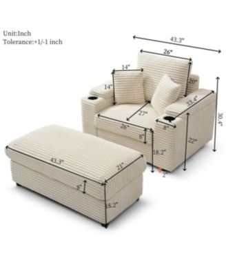 Streamdale Oversized Accent Chair with Ottoman, Cream