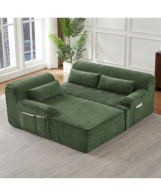 Chenille L-Shape Luxury Sectional Sofa, Comfy Sleeper Couch for Living Room