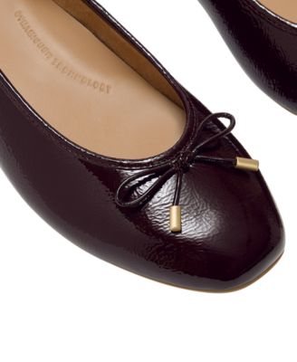 Women's Delicato Bow Textured Patent-Leather Ballet Flats