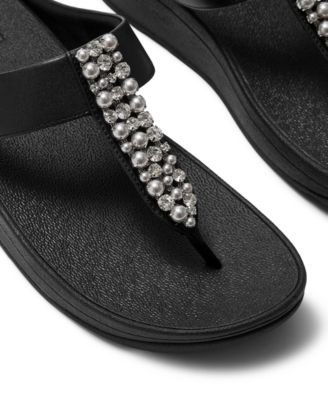 Women's Fino Imitation Pearls and Crystal Toe-Post Slip-On Sandals