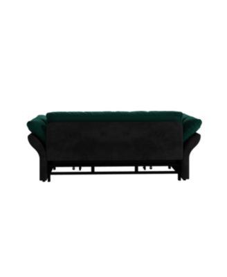 74.8" Queen Pull Out Sofa Bed, 3-in-1 Convertible Sleeper Tufted Sofa with 2 Pillows, Green