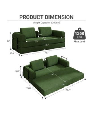 Convertible Sleeper Sofa Bed with Pillow - Corduroy Folding Mattress Couch for Living Room