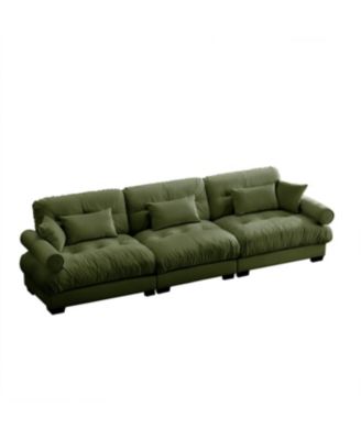 Streamdale Extra Large 3 Seat Modern Velvet Sofa, Oversize, Comfortable, Olive Green