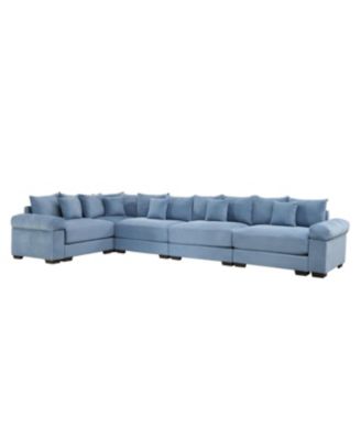 Oversized Cloud Modular Sectional Couch, Convertible, Deep Seat, Blue