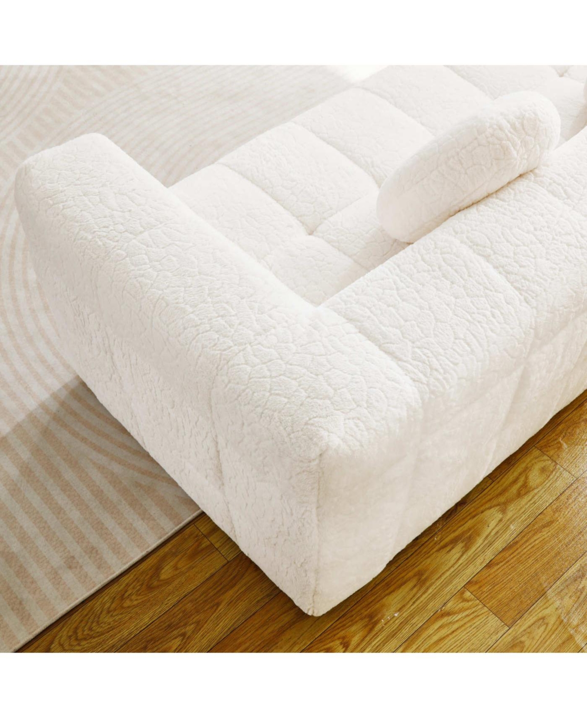 Streamdale Furniture Modern Boneless Couch with Two Throw Pillows, Checkered Fabric Sofa