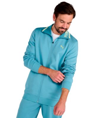 Men's Knit Collar Embroidered Cat Logo Track Jacket