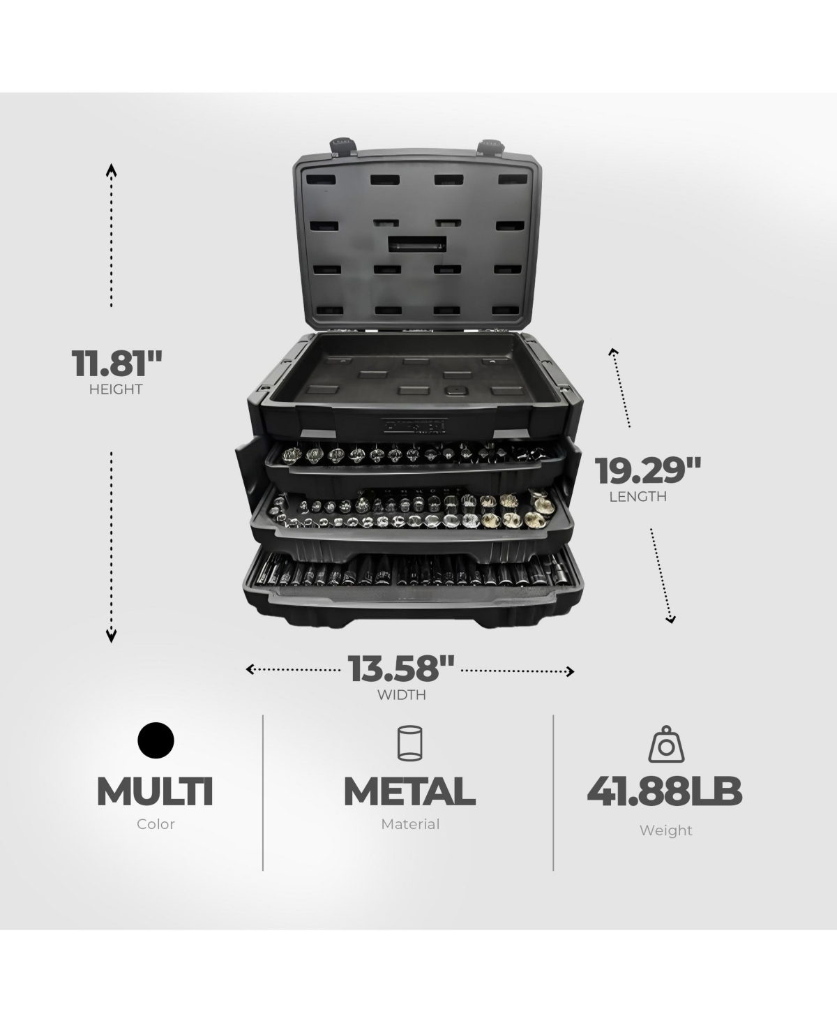 Master Mechanic 205 Piece Mechanics Sae Metric Socket and Tool Set with Case