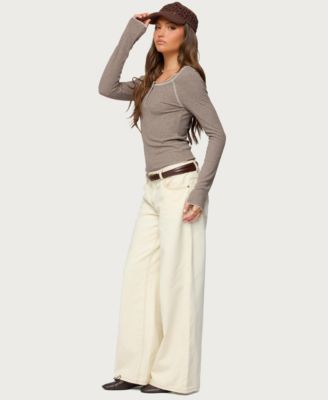 Women's Ensley Contrast Stitch Henley Top