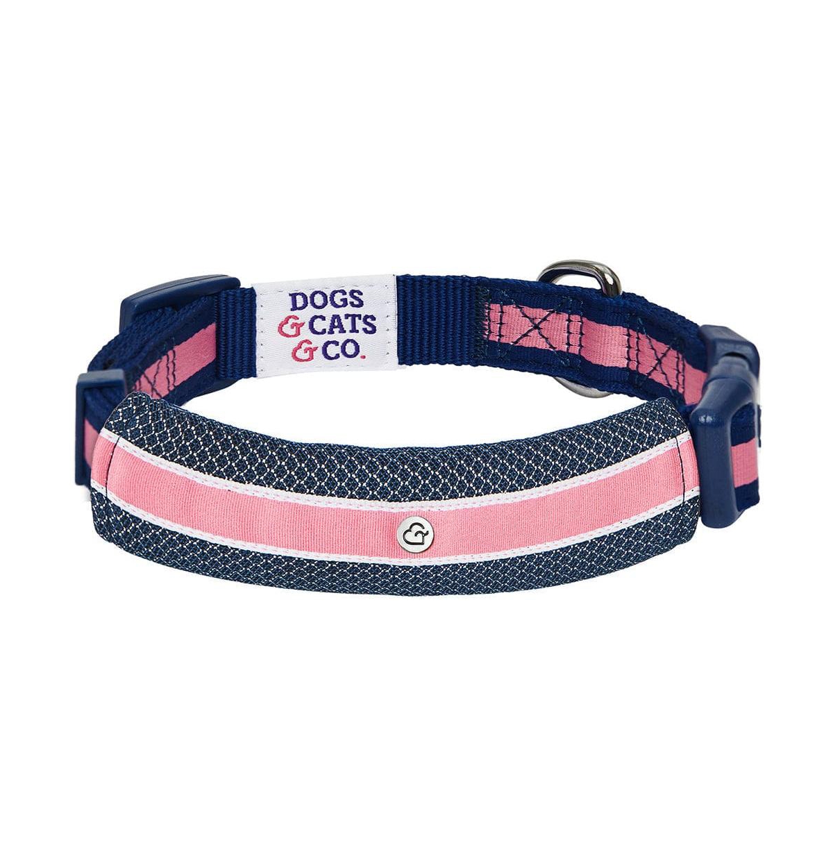Dogs & Cats Co. Striped Dog Collar with Removable Padded Comfort Cover Red and Pink