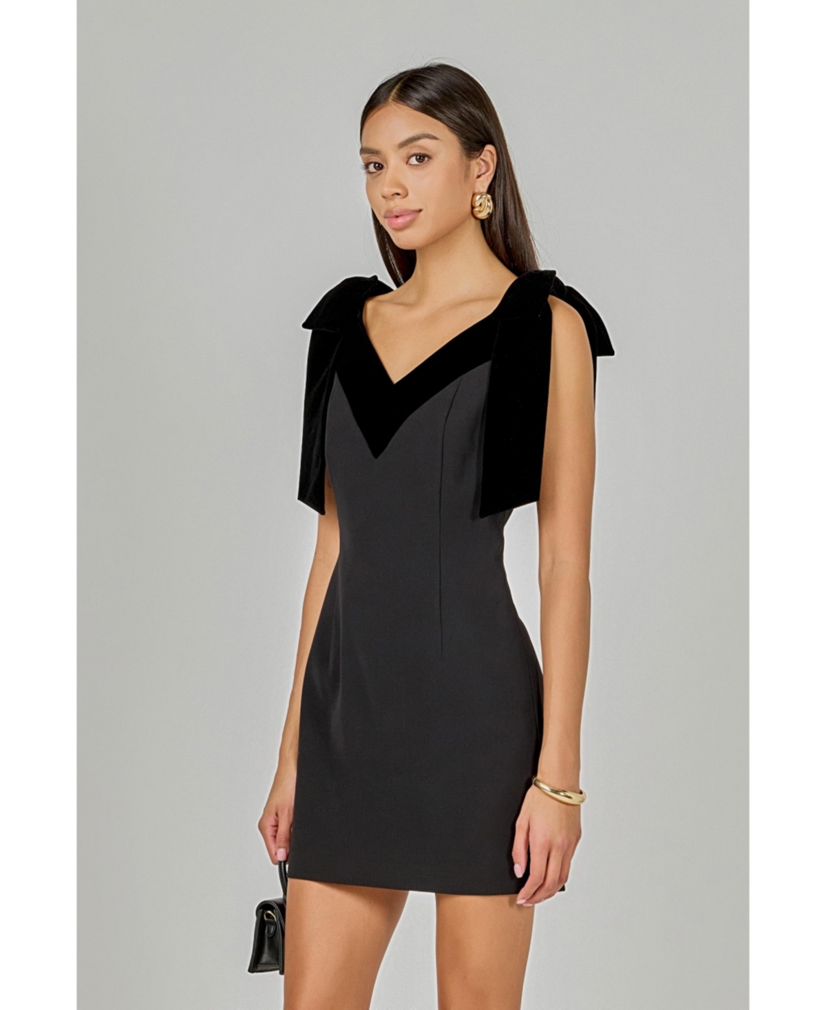 endless rose Women's Velvet Detail Mini Dress