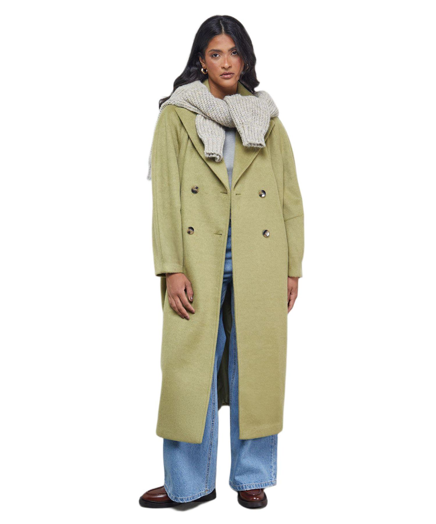 Women's Oversized Pleat Back Detail Maxi Coat