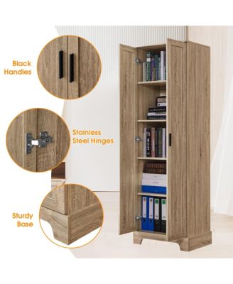 71.2"H Storage Cabinet with 2 Doors and Adjustable Shelf, MDF, for Bathroom or Office Use