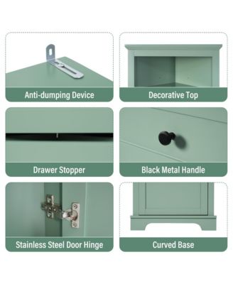 68.9"H Triangle Tall Cabinet with 3 Drawers and Adjustable Shelves for Bathroom/Living Room