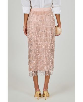 Women's Sequins Tassel Midi Skirt