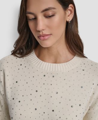 Women's Rhinestone Embellished Crewneck Sweater