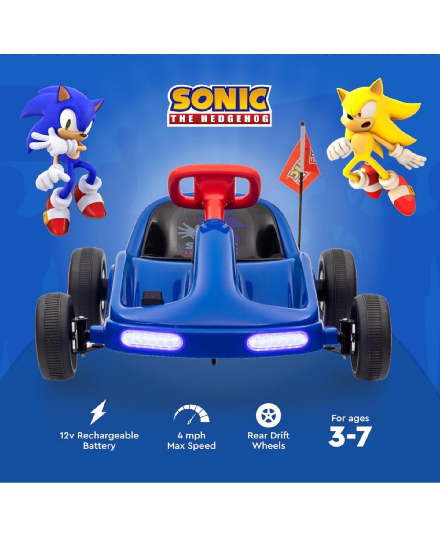 Детская игрушка Sonic 12V Drift Go-Kart, Ages 3+ — фото 3