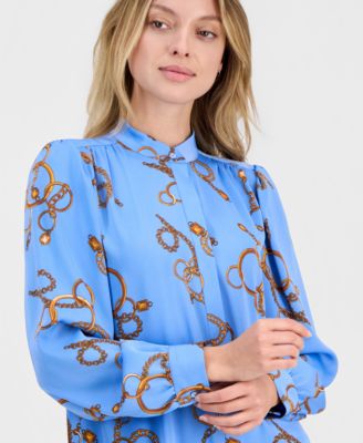 Women's Printed Button-Front Blouse