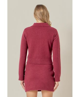 Women's Collared Argyle Knit Cardigan