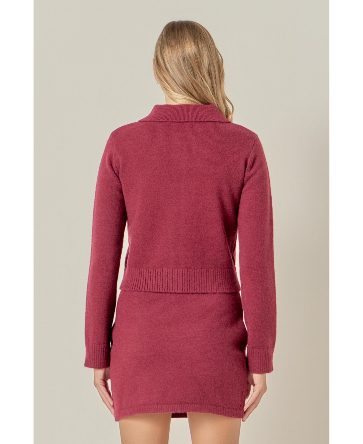 English Factory Women's Collared Argyle Knit Cardigan